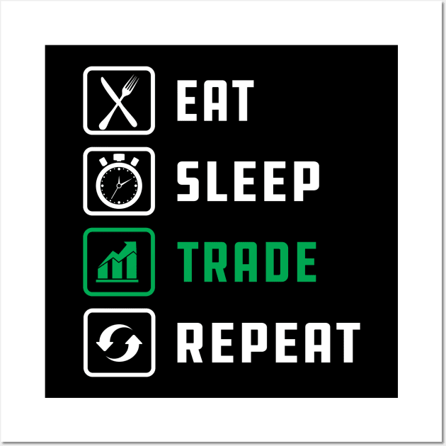 Trader - Eat Sleep Trade Repeat Wall Art by KC Happy Shop